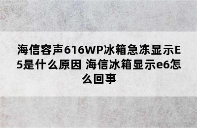 海信容声616WP冰箱急冻显示E5是什么原因 海信冰箱显示e6怎么回事